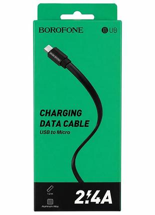 Кабель borofone bu8 micro usb 1,2 м, 2.4a, чорний