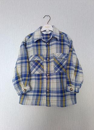 H&amp;m оверсайз рубашка в клетку 104/110