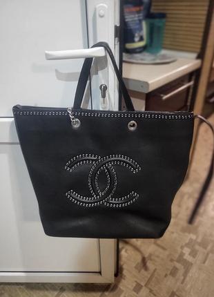 Сумка chanel large coco eyelets shopping tote