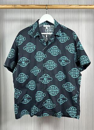 Lacoste globe print all over шикарна сорочка з монограмним дизайном розмір м