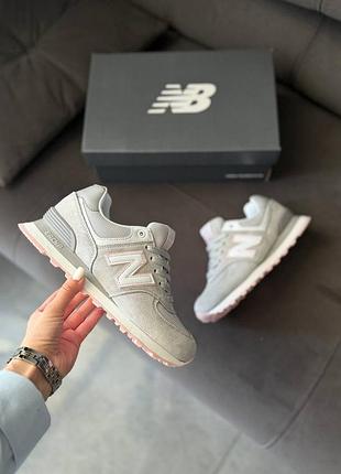 Женские кроссовки new balance 574 grey/pink