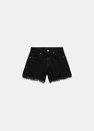 Шорти чорні з мереживом zara 38