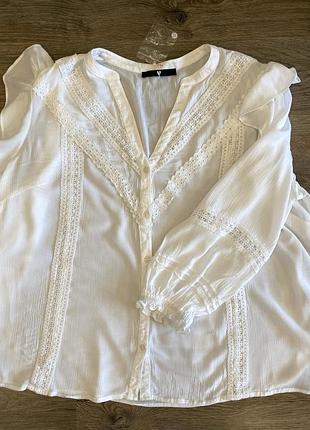 Жіноча біла блуза з мереживом великого розміру 2xl 3xl  by very