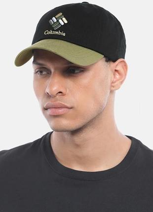 Класична бейсболка унісекс columbia roc ii ball cap чорного кольору з контрастним світлим козирьком