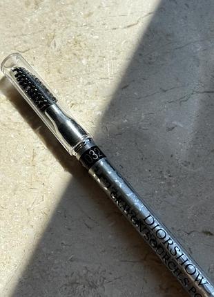 Водостійкий пудровий олівець для брів diorshow crayon sourcils poudre, відтінок 032 dark brown