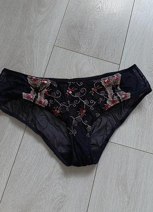 Чорні ажурні трусики мереживні труси кружевні l xl 12 14 40 42 48 50