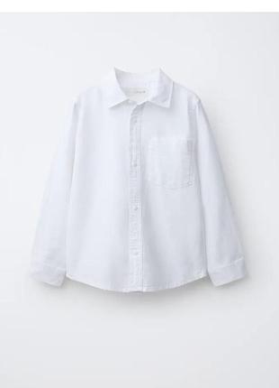Лляна біла сорочка для хлопчика zara