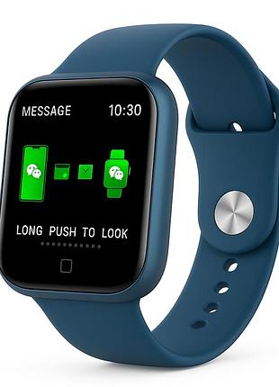 Smart watch t80s, два браслета, температура тела, давление, оксиметр. цвет: синий du-52