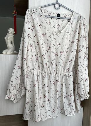 Жіноча стильна блуза туніка в квіточки батал 3xl/4xl