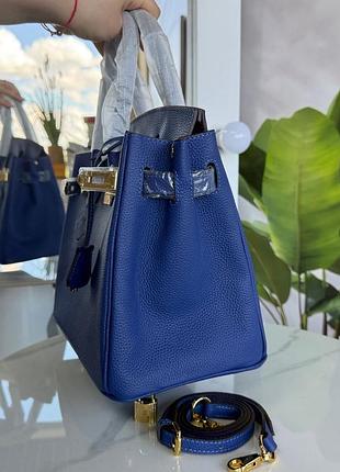 Сумка синя birkin.шкіряна 30 см 2