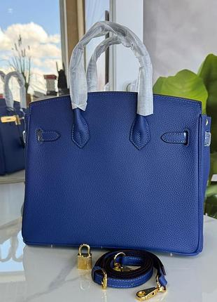 Сумка синя birkin.шкіряна 30 см 3