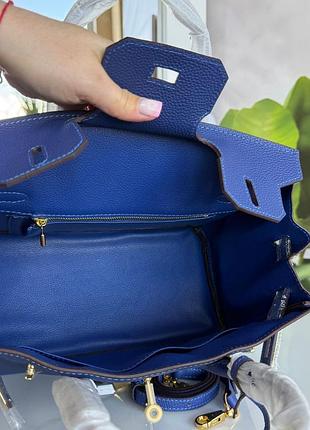 Сумка синя birkin.шкіряна 30 см 5