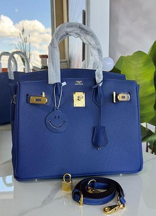 Сумка синя birkin.шкіряна 30 см