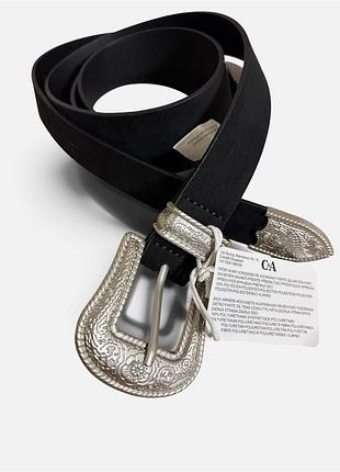 Замшевий чорний ремінь c&ya у вестерн-стилі