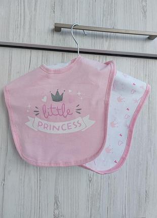Набор 2шт слюнявчики little baby трикотаж + клеенка на липучках для девочки от 0 до 1р