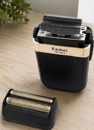 Електробритва (шейвер) kemei km-2024 з подвійною сіткою, usb type-c