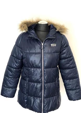 Зимова дитяча куртка levis lvg fur puffer (темно-синя)