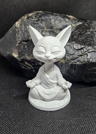 3d фігурка кіт-монах у позі лотоса — буддизм, медитація, талісман, амулет, чакри, подарунок 🐱🧘