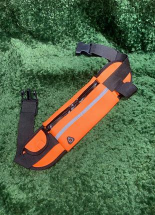 Сумка поясная runningbag для бега оранжевая с карманом для бутылки н8050