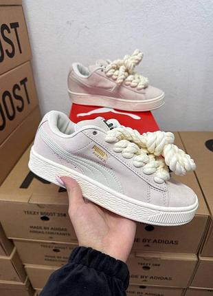 Puma suede xl beige + дополнительные шнурки