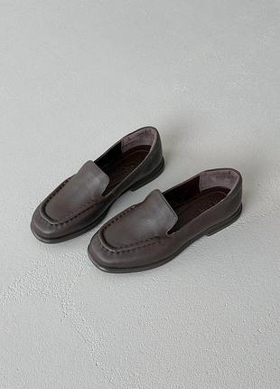 Мокасины кожаные шоколад