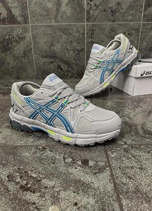 Asics gel kahana 8 light grey blue, кроссовки мужские асикс гель кахана 8 светло-серые с синим