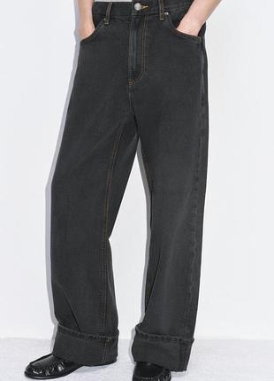 Нові чорні джинси баггі широкі оверсайз zara зара zw collection, вільні, 34, 6840/289/800