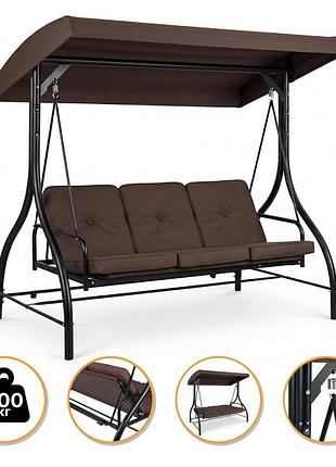 Садовая качель с толстым матрасом leobro luxury pro brown (lb-1045) садовая качель с толстым матрасом leobro luxury pro brown