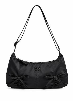 Черная атласная сумка adidas bowtie sldr bag с бантиками