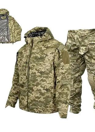 Костюм чоловічий комплект: штани g3 піксель із наколінниками і зимова куртка dragon піксель мм-14 omni heat
