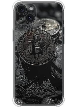 Чехол на iphone 15 plus black bitcoin из силикона fch_0158876