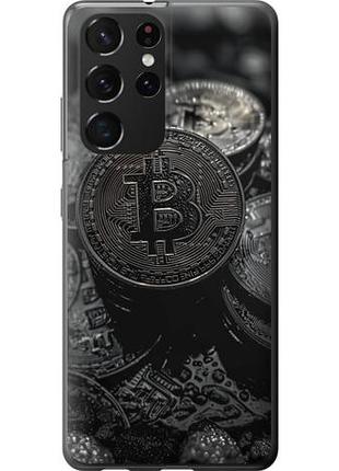 Чехол на samsung galaxy s21 ultra (5g) black bitcoin из силикона fch_0172976