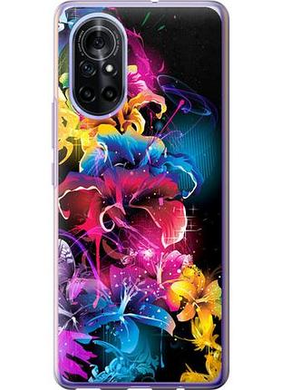 Чехол на huawei nova 8 абстрактные цветы из силикона fch_0173000