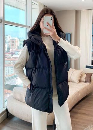 Жилетка женская oversize черный, 46-48