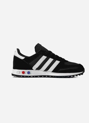 Черно-белые мужские кроссовки adidas la trainer og black white x адидас 43
