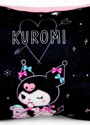 Подушка з принтом аніме "sanrio - куромі (kuromi)", 30 см