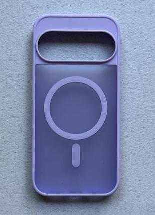 Google pixel 9 pro чохол wave matte color ligh purple з magnetic ring пурпуровий, з магнітами та бездротовою зарядкою