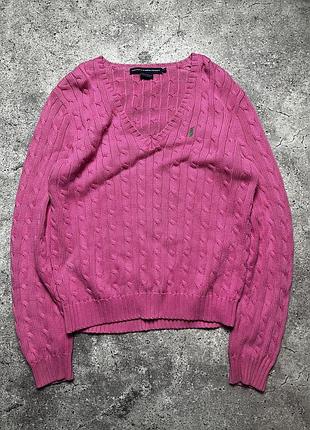 Жіночий вінтажний вʼязаний светр polo ralph lauren sport prl cable knit