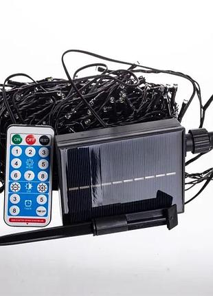 Новогодняя гирлянда уличная 30 м 300 led с солнечной батареей черный провод синий sb300l30mbbl