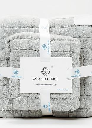 Комплект полотенец 2 штуки 70*140 см/35*75 см из микрофибры серый colorful home 501-221-tj-60g