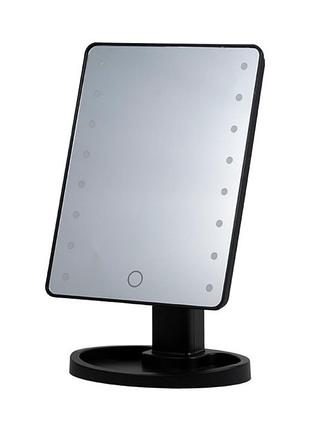 Зеркало косметическое 21х16 см 16 led черное hp-10-3ab