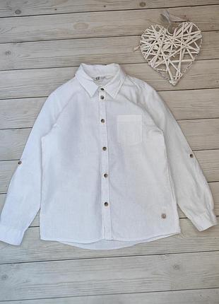 Белая льняная рубашка, рубашка h&amp;m 6-7