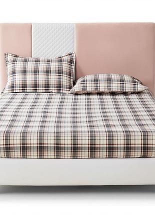 Комплект трикотажный простыня на резинке 180*200 см с наволочками checkered 004-107-18-48-3-3