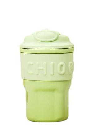 Термочашка chiobbe з трубочкою та ремінцем 450 мл зелена hp-14-18gr