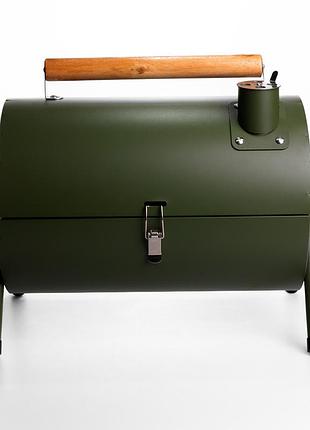 Угольный гриль двусторонний портативный с решеткой 38x25x35 см зеленый bq-2
