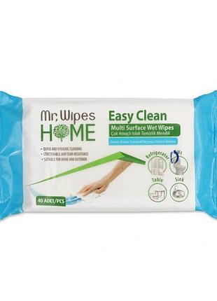 Вологі серветки для прибирання mr. wipes «бриз океана», 40 шт