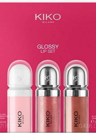 Подарочный набор блесков для губ kiko milano glossy lip set