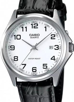 Casio mtp-1183e-7b — чоловічий кварцовий годинник, білий циферблат, шкіряний ремінець, wr 30 м