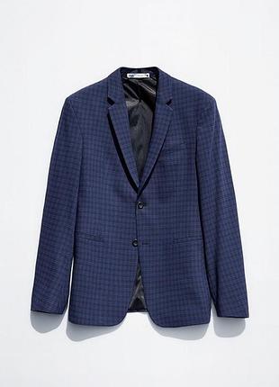 Жакет пиджак мужской піджак zara синій в клітку 48,50,54 размер