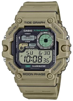 Casio ws-1700h-5a — цифровые часы унисекс, коричневый циферблат, полимерный ремешок, wr 100 м